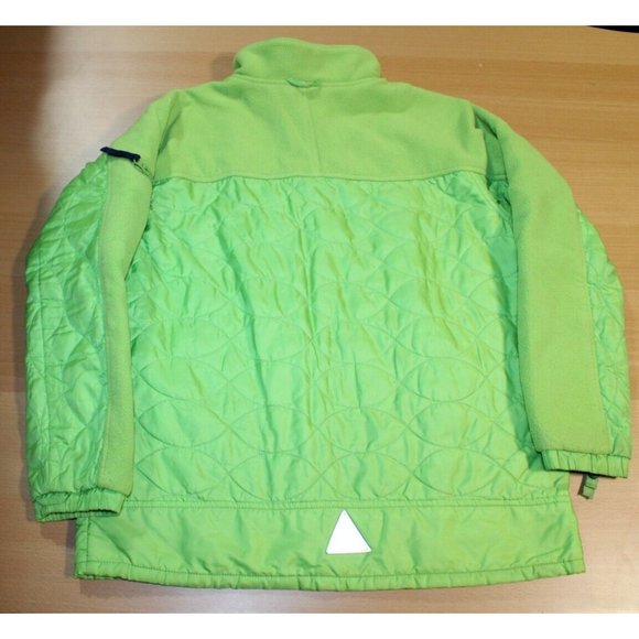 LL BEAN Jacket Unisex Kids sz Large 14-16 Lime Green Quilted Fleece Pockets - Picture 10 of 12